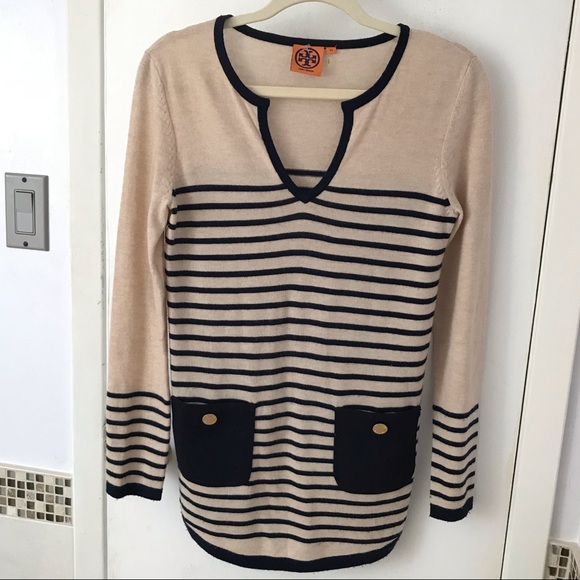 Tory Burch Wool Cashmere Blend V Neck Sweater XS - Picture 2 of 6